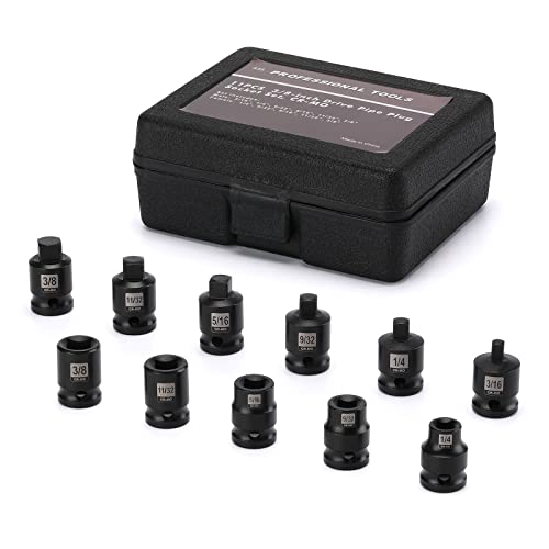 3/8" Drive Pipe Plug Socket Set, 11-Piece, SAE, CR-MO, Tapered Male Square Drive, Chamfered Female Square Drive - size: 3/8" Drive