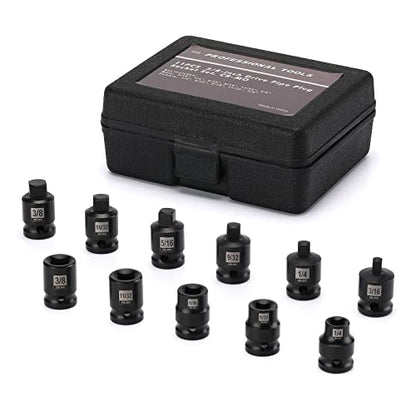 3/8" Drive Pipe Plug Socket Set, 11-Piece, SAE, CR-MO, Tapered Male Square Drive, Chamfered Female Square Drive - size: 3/8" Drive
