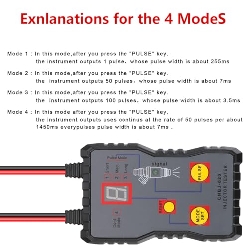 Fuel Injection Test Kit Fuel Pressure Diagnostic Tool for Fuel System Portable 4 Pulse Mode Automotive Injector Testing Kit