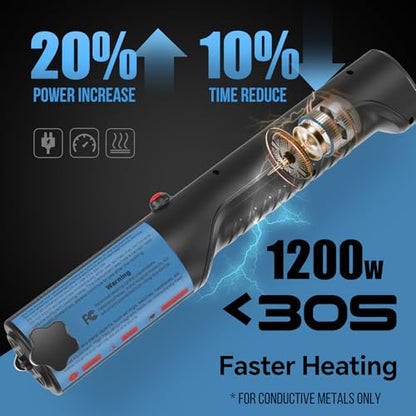 Induction Heater 1200W, Magnetic Heat Tool Kit for Automotive Bolt Removal with 6 Coils and LED Light for Rusted Suspension and Exhaust Repair, Blue - color: Blue