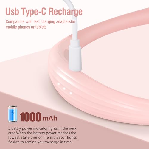 Upgraded LED Neck Reading Light, Book Light, Rechargeable, 3 Colors & 3 Brightness Adjustable, Auto-Off Timer, Neck Light for Reading in Bed, Long Lasting, Perfect for Repairing, Knitting. - color: Sakura Pink