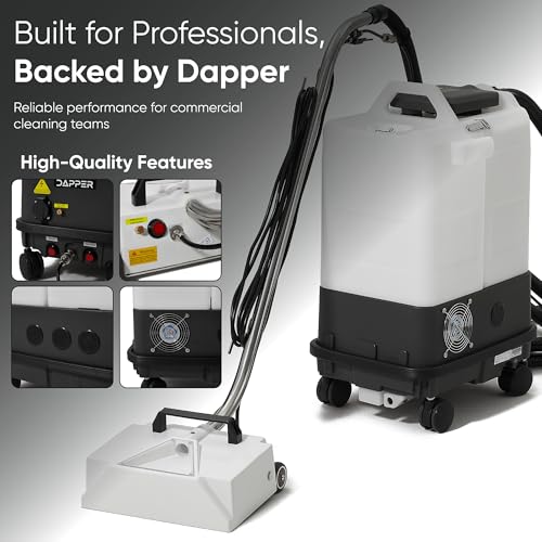 Dapper Commercial Box Carpet Extractor with 13" Motorized Brush Head, Cold Water Extraction, Strong Suction and 6.5 Gal Tanks — Ideal for Hotels, Offices, & Commercial Cleaning - size: 6.5 Gal - Cold Water Extraction