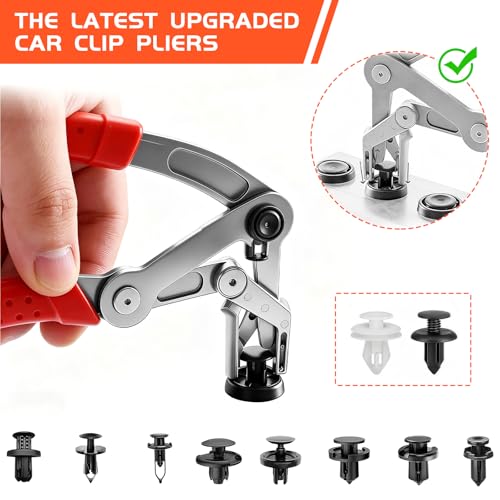Auto Fastener Clip Removal Pliers, Car Clip Pliers & Trim Removal Tool, Auto Panel Clips Removal Tool, for Automotive Fasteners & Door Panel, Fender Liner & Dashboard Push Pin, Damage-Free Interior