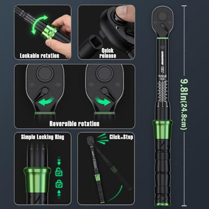 71pcs Bike Torque Wrench Set, Inch Pound Torque Wrench 1/4 Inch Drive, Bike Tool Kit, Bike Torque Wrench Set 10-230 Lbf.in(1.1-25.9N.m) Pro Bicycle Tool Kit (71PCS 10-230 Lbf.in) - size: 71PCS 10-230 Lbf.in