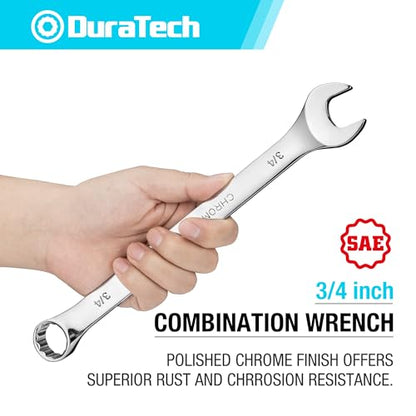DURATECH 3/4" Combination Wrench, SAE | CR-V Constructed, Mirror Polish, 12-Point, 15-Degree Offset - size: 3/4"
