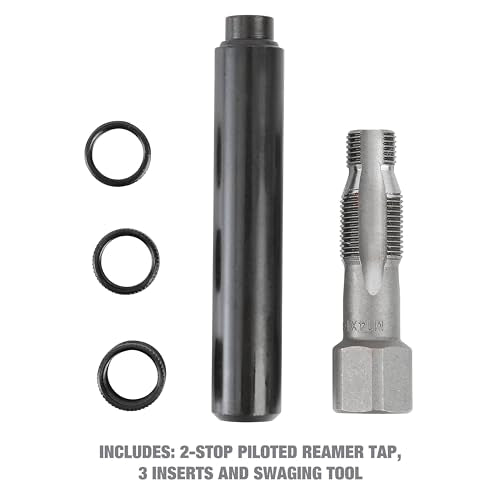 OEMTOOLS 25647 5-Piece Spark Plug Saver, M14-1.25 Thread Reamer and Thread Inserts, Includes 3 Thread Inserts, 1 Reamer, & 1 Swaging Tool - style: M14 Plug Saver Kit