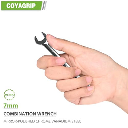 7mm Wrench, Industrial Grade Spanner, Combination Wrenches Metric with 12-Point Box End, 15-Degree Offset, 7mm Wrenches Chrome Vanadium Steel Mirror Polished - size: 7mm