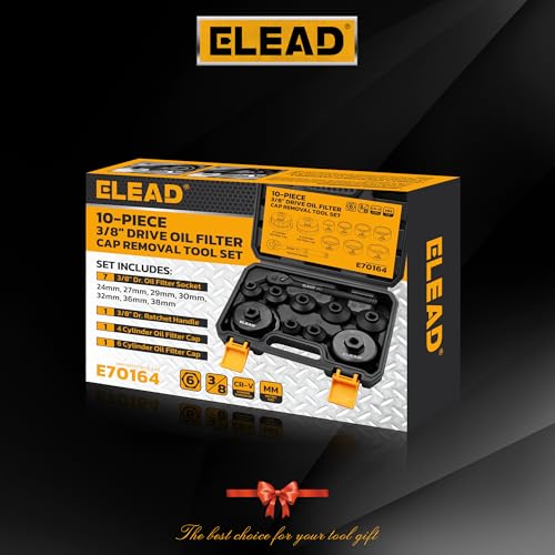 ELEAD 10-Piece Oil Filter Socket Wrench Set, 3/8" Drive Metric Cap Oil Filter Removal Tool, Low Profile Filters Socket Set with Ratchet Wrench Handle, Oil-change Kit Compatible with Toyota BMW Honda - style: Multi-Size Set