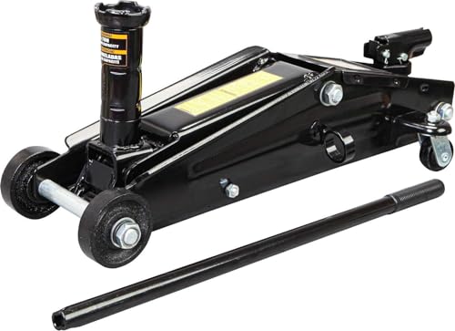 3 Ton (6,000 lbs) Low Profile Heavy Duty Steel Hydraulic Floor Jack with Single Piston Pump, Lifting Range 5-11/16" to 21", for Car, SUV and Truck, Black - color: black