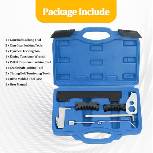Car Timing Tool Kit, Vehicle Engine Camshaft Holding Belt Timing Locking Kit, Auto Camshaft Tensioning Alignment Tool Set, Compatible with 16V 1.4 1.6 1.8 en6340 km6340 (Blue) - color: Blue