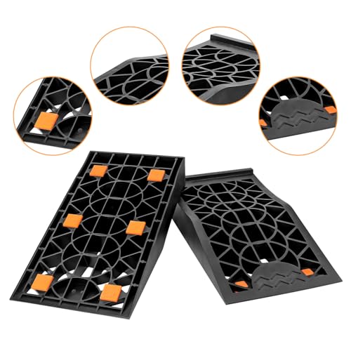 2 Pack Black Car Ramps, Low Profile Car Service Ramp for Vehicle Maintenance, Heavy Duty Ramps for Oil Changes, Trucks & Cars