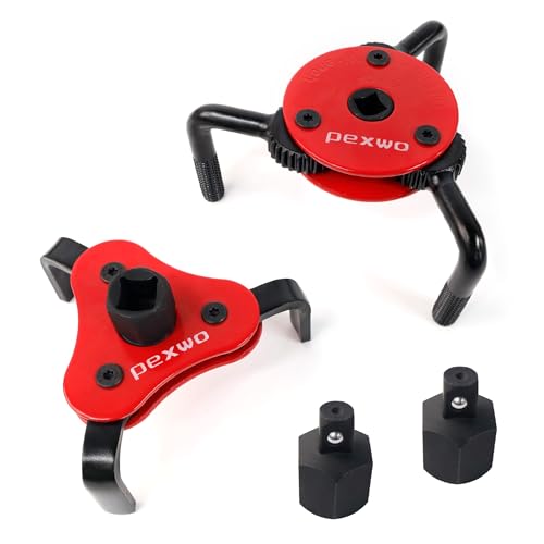 2-Piece 3-Jaw Adjustable Oil Filter Wrench Set - Universal Fit for 2-1/2" to 5-1/2" Filters, 3/8" and 1/2" Both Drive - size: 2PC 3-Jaw Adjustable Oil Filter Wrench
