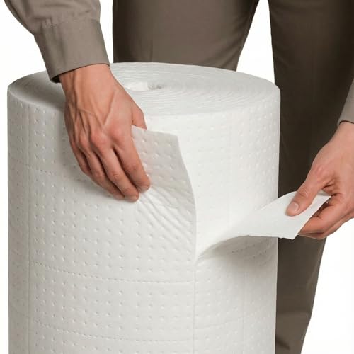 SmoothNovelty 30" W x 150' l Oil Absorbent Mat Roll Oil Pads Absorbs up to 40.2 Gallons Heavyweight Mat Roll for Protecting Home Garage Basement (White) - color: White