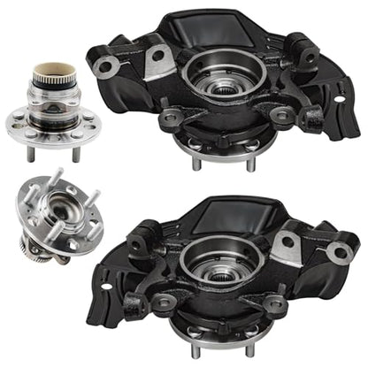 Detroit Axle - Front Steering Knuckles Rear Wheel Hub and Bearings Kit Replacement for 2011 Kia Optima 2.4L - size: 4UW47752/Kit
