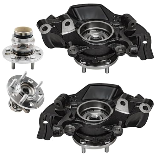 Detroit Axle - Front Steering Knuckles Rear Wheel Hub and Bearings Kit Replacement for 2011 Kia Optima 2.4L - size: 4UW47752/Kit