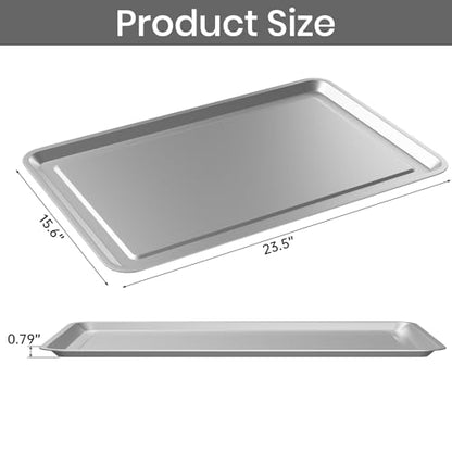 2 Pcs Under Car Oil Pans for Changing Oil, Motorcycle Automotive Oil Change Pan Silver Rust Resistant Drip Tray, Oil Catch Pan Replacement Tray for Garage Machinery Supplies (23.5 x 15.6 Inch) - size: 23.5 x 15.6 Inch
