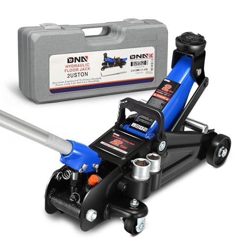DNA Motoring Floor Jack with Socket and Lock, Low Profile Hydraulic Trolley Jack for Cars Lift, 2 Ton (4000 lbs) Capacity, Lifting Range 5.12"-13", Blue, TOOLS-00677-BL - color: Blue, style: 2 ton(w/ socket & losck)