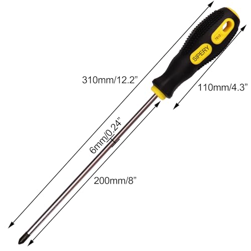Phillips Screwdriver 8 inch long Screwdrivers Length Shank Screwdriver Magnetic Tip PH2 Cross Head Screwdrivers 2Pcs （8 Inch Shaft） - size: 8 Inch
