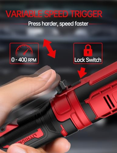 3/8 Inch Cordless Ratchet Wrench, for Milwaukee M18 Battery, 88Ft-Lbs, 0-400RPM, Electric Ratchet Wrench Set with Variable Speed Trigger, Reinforced Head, R&F Switch, 7 Sockets, 3/8" to 1/4" Adapter