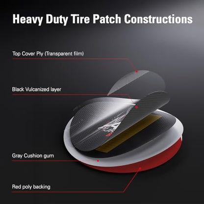 CKAuto 100 PCS Combination All Purpose Tire Repair Patch Kit Heavy Duty, for Car Van Truck Bus Motorcycle Bike and Inner Tire, Round 100 PCS - size: Mix 100pcs