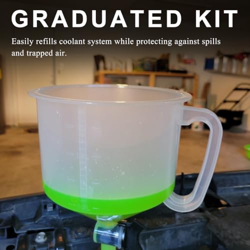 No-Spill Coolant Funnel Kit, Radiator Plastic Funnel Bleeder Kit with Adapters, Universal No Spill Coolant Funnel Kit for Auto Mechanics & Most Vehicle Radiators, Car Accessories