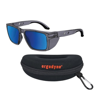 Ergodyne Skullerz SIXTEN Safety Sunglasses with Side Shields, Anti Fog - color: Blue Mirror Lens