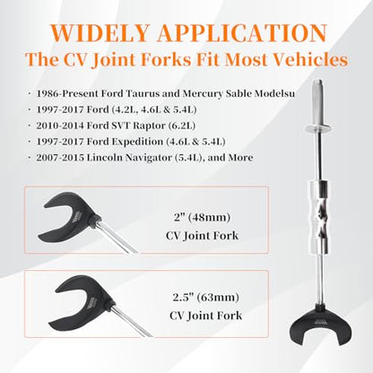9 PCS Inner CV Axle Removal Tool, Heavy Duty Slide Hammer Puller Set | 63mm 48mm CV Joint Fork, Steel Cable Adapter, Extension Rod, Front Wheel Drive Axle Half Shaft Removal Tool Kit - size: 9pcs
