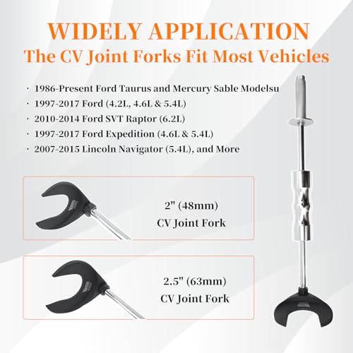 9 PCS Inner CV Axle Removal Tool, Heavy Duty Slide Hammer Puller Set | 63mm 48mm CV Joint Fork, Steel Cable Adapter, Extension Rod, Front Wheel Drive Axle Half Shaft Removal Tool Kit - size: 9pcs