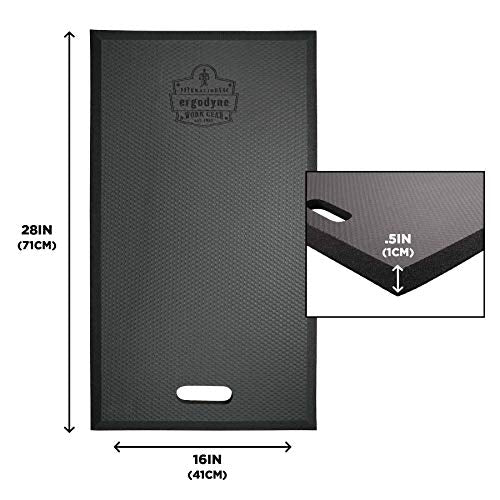 Ergodyne Proflex 386 Kneeling Pad, Lightweight Kneeling Mat, Thin Foam Knee Cushion, Large, 16" x 28" x 0.5", Black - size: Large