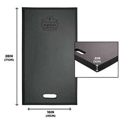 Ergodyne Proflex 386 Kneeling Pad, Lightweight Kneeling Mat, Thin Foam Knee Cushion, Large, 16" x 28" x 0.5", Black - size: Large