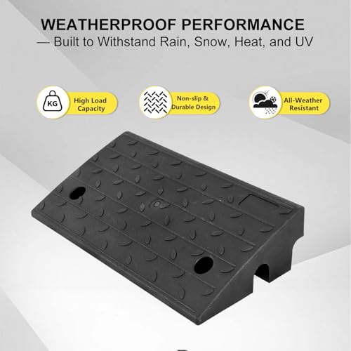 Vlinow Rubber Curb Ramp, 4/5/6/7" Rise Height 4 Pack, Heavy-Duty 33069 lbs Capacity Threshold Ramps, Auto Curb Ramps, Vehicle Ramps, Driveway Curb Ramps for Cars, Wheelchairs, Bikes, Motorcycles - size: 4 inch (4 Pack)