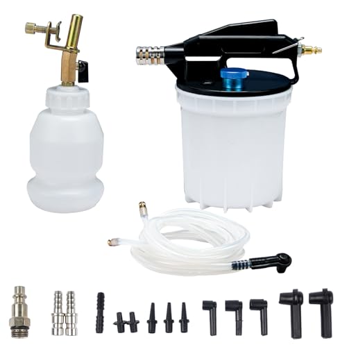 Vacuum Brake Bleeder Kit with 2L Brake Fluid Extractor 1L Refilling Bottle & Adapters Pneumatic Bleeder Tool