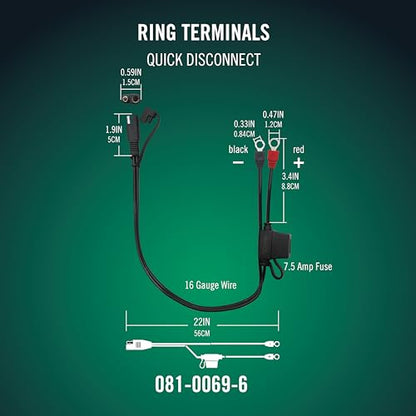 Battery Tender Ring Terminal Harness Accessory Cable - 18 inch Cord Adapter with SAE Quick Disconnect - Easy Quick Convenient for Motorcycles, Cars, ATVs and More - 081-0069-6 - style: 1 Pack