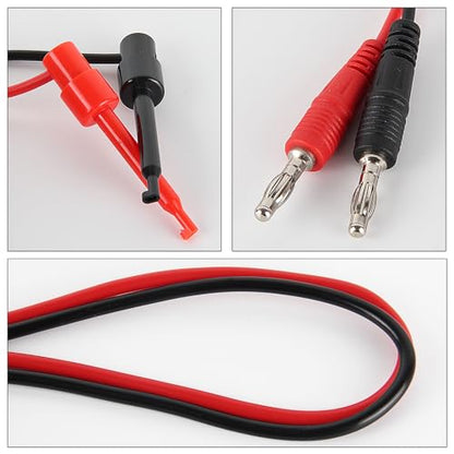 2Pack 4mm Banana Plug Test Leads to Test Hook Clips Multimeter Electrical 4mm Banana Plug Silicone Flexible Copper Cable 1 Meter for Multimeter Electrical Testing - color: 2set banana to hook