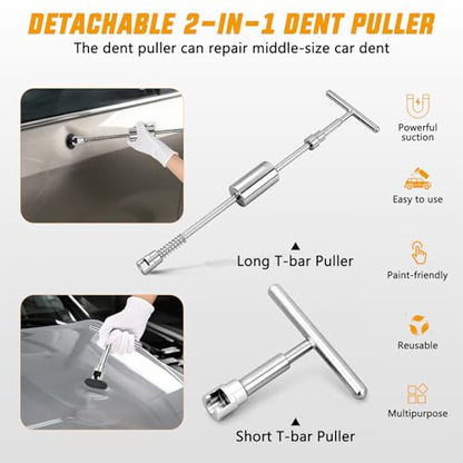 GOOACC Car Dent Puller Repair Kit Paintless Dent Removal Tool 2 in 1 T-Bar Slide Hammer Puller Upgrade Detachable Auto Body Dents Remover for Car Hail Damage Door Ding Metal Surface - color: 1PCS Dent Puller Kit