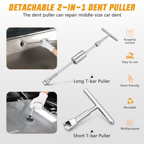GOOACC Car Dent Puller Repair Kit Paintless Dent Removal Tool 2 in 1 T-Bar Slide Hammer Puller Upgrade Detachable Auto Body Dents Remover for Car Hail Damage Door Ding Metal Surface - color: 1PCS Dent Puller Kit