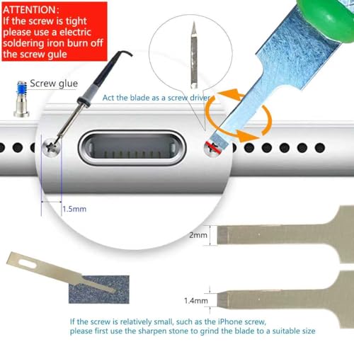 Damaged Screw Removal For Cell Phone Rechargeable Broken Screw Extractor Kit for Iphone Cell Phone Repair Tool 4 Size Grinding Heads Portable Screw Extractor for Laptop/Pad Electronic Products