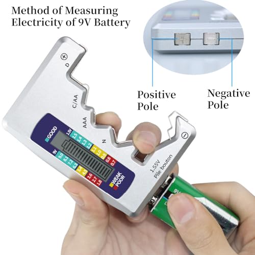 AUNMAS Digital Battery Tester with LCD Display, Universal Battery Capacity Analyzer and Checker for AA/AAA/C/D/9V 1.5V Batteries