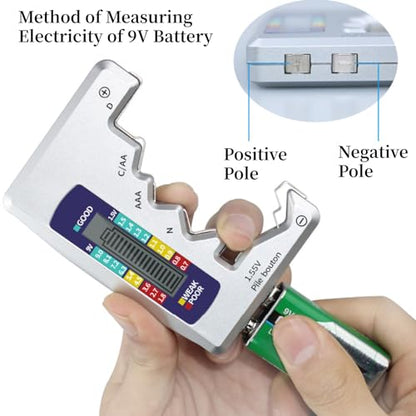 AUNMAS Digital Battery Tester with LCD Display, Universal Battery Capacity Analyzer and Checker for AA/AAA/C/D/9V 1.5V Batteries