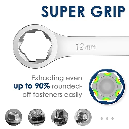 YIYEIE 5-Piece Extra Long Box End Wrench Set, Metric 8mm-19mm, 6 Point Extended Bolt Extractor Wrench, CR-V Labor-Saving Aviation Spanner with EVA Foam - color: Extra Long | Extractor Wrench