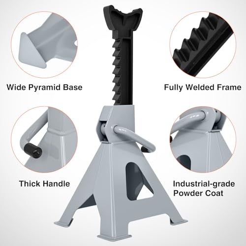 Nilight Jack Stands, 3 Ton (6,600 lbs) Capacity Heavy Duty Steel Car Lifting Stand, Adjustable Height 11.22" to 16.53", 1 Pair - size: 3T