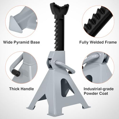 Nilight Jack Stands, 3 Ton (6,600 lbs) Capacity Heavy Duty Steel Car Lifting Stand, Adjustable Height 11.22" to 16.53", 1 Pair - size: 3T