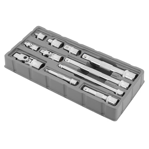 Ingersoll Rand 11-Piece Socket Accessory Set, Chrome Vanadium Steel, Includes U-Joints, Adapters & Extensions in 1/4", 3/8", 1/2" Drive, with Thermoform Organizer Tray – 752055X