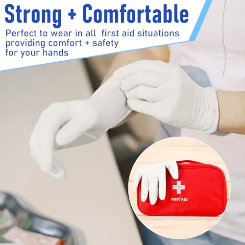 Chicingyou 30 Pairs Disposable Emergency Glove Individually Packaged Travel Gloves Travel Trauma Essential Nitrile Glove (White) - color: White