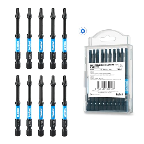 toolant Impact Torx Bit Set 10pcs (TT20), 1/4 Hex-Shank S2 Steel Security Torx Bit Set, Tamper Proof Star Bit Set with CNC Machined Tips, 3" Long with Magnetic Impact Bit Holder and Storage Box - size: TT20(3"*10pcs)