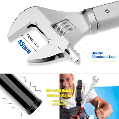 ANPUDS Adjustable Digital Torque Wrench, 2.2-147.5 Ft.lb, ±1% Accuracy | 3-200 Nm, 45mm Jaw & 1/2" Ratchet, 14×18mm Open End, Vibration, Buzzer and LED Indicator, for HVAC, Split AC, Auto, Plumbing - size: 2.2-147.5 Ft.lb/3-200 Nm(14×18mm)