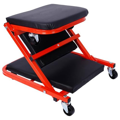 Mechanic Creeper Garage Gift 36" Z Creeper Seat 2 in 1 Mechanic Gifts 300 lbs Capacity Low Profile Creeper with 6 pcs Wheels in Garage Shop for Fathers Day Tool Gift red