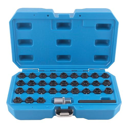 maXpeedingrods 32PCS Wheel Locking Nut Key Kit, Anti-Theft Lug Nut Socket Removal Tool, Wheel Lock Removal Kit Compatible with Mercedes Benz, Automotive Tire Lock Nut Remover Tool - size: 32pcs for Benz