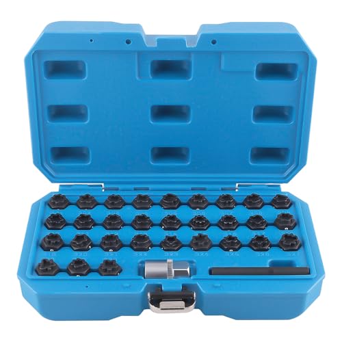 maXpeedingrods 32PCS Wheel Locking Nut Key Kit, Anti-Theft Lug Nut Socket Removal Tool, Wheel Lock Removal Kit Compatible with Mercedes Benz, Automotive Tire Lock Nut Remover Tool - size: 32pcs for Benz