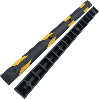 72" Heavy-Duty Rubber Parking Curb, Installation Kits Included 6-Foot Wheel Stopper for Garage, Driveway & Parking Lot Vehicles Truck Driveway Protect Cars Vans Trucks Pumpers (72" - 2Pack) - size: 72" - 2Pack